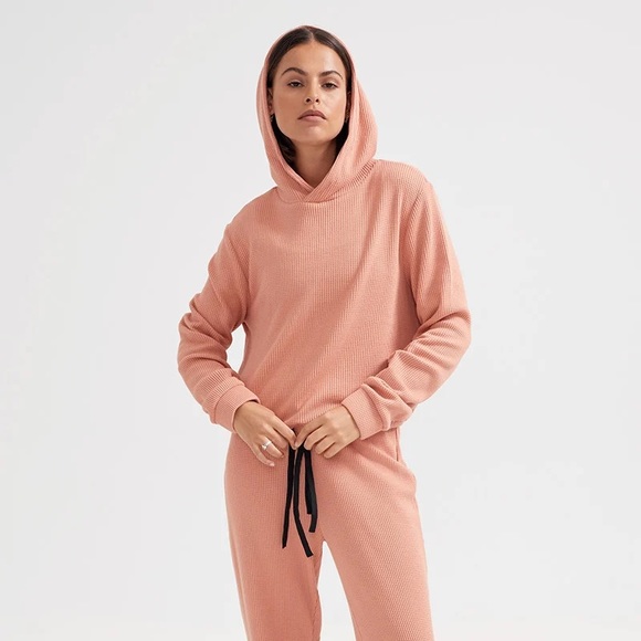 P.E Nation Tops - P.E Nation Rebound Waffle Knit Hoodie In Coral size Medium